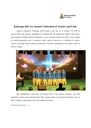 Kalarang 2024 An Annual Celebration of Artistry and Unity