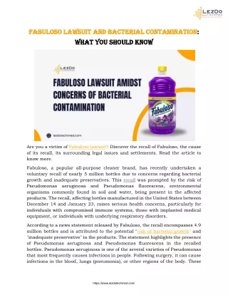 Fabuloso Lawsuit and Bacterial Contamination: What You Should Know