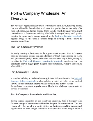 Port & Company Wholesale_ An Overview