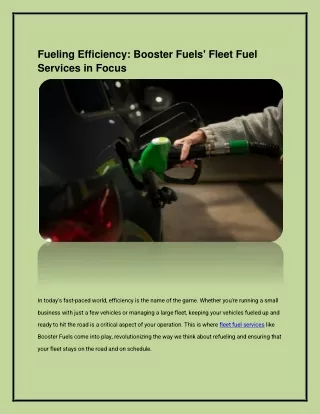 Fueling Efficiency: Booster Fuels' Fleet Fuel Services in Focus