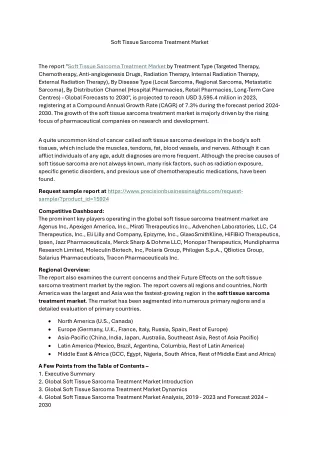 Soft Tissue Sarcoma Treatment Market Size, Outlook Trends Forecast 2024