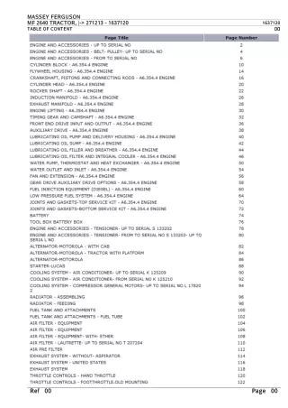 Massey Ferguson MF2640 TRACTOR (- 271213) Parts Catalogue Manual