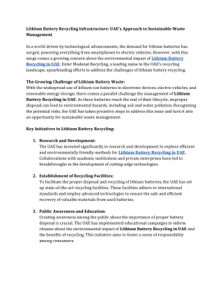 Lithium Battery Recycling Infrastructure UAE's Approach to Sustainable Waste Management