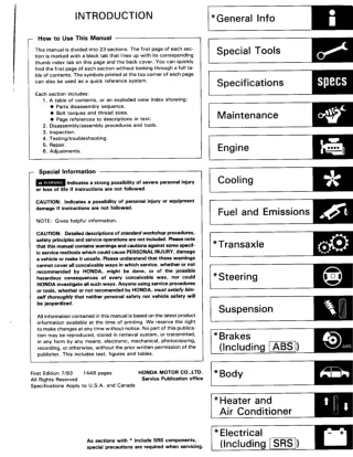 1994 Acura Integra Service Repair Manual