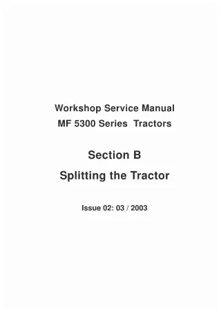 Massey Ferguson MF5335 Tractor Service Repair Manual