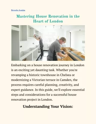 Mastering House Renovation in the Heart of London