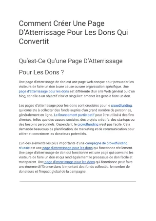 Comment Créer Une Page D'atterrissage Pour Les Dons Qui Convertit.