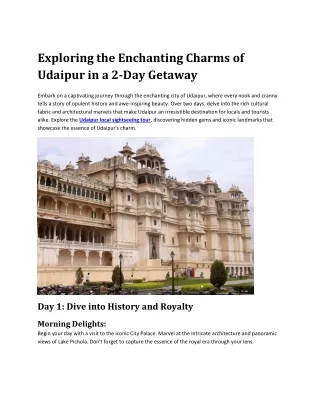 Exploring the Enchanting Charms of Udaipur in a 2