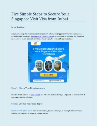 Five Simple Steps To Secure Your Singapore Visit Visa From Dubai