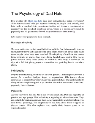 The Psychology of Dad Hats