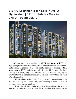 3 BHK Apartments for Sale in JNTU Hyderabad