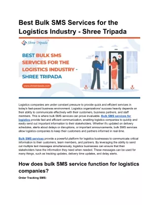 Best Bulk SMS Services for the Logistics Industry - Shree Tripada