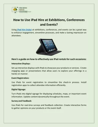 How to Use iPad Hire at Exhibitions, Conferences and Events?