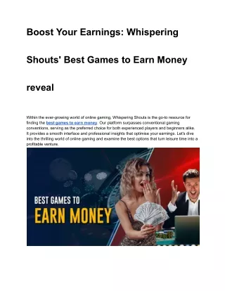 Boost Your Earnings_ Whispering Shouts' Best Games to Earn Money reveal