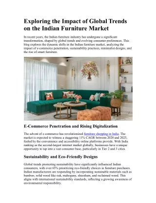 Exploring the Impact of Global Trends on the Indian Furniture Market