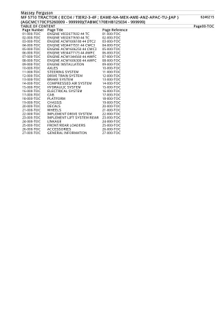 Massey Ferguson MF5710 TRACTOR (ECO4  TIER2-3-4F; EAME-NA-MEX-AME-ANZ-APAC-TU-JAP) (AGCMC170CF5260009-999999) Parts Cata