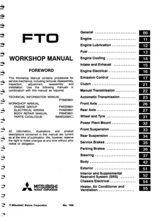 1994 Mitsubishi Fto Service Repair Manual