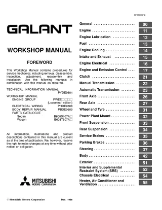 1994 Mitsubishi Galant Service Repair Manual