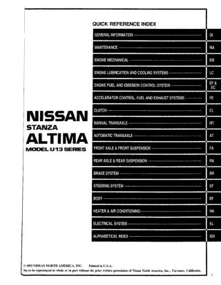 1994 Nissan Altima Service Repair Manual