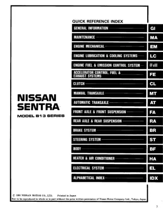 1994 Nissan Sentra Service Repair Manual