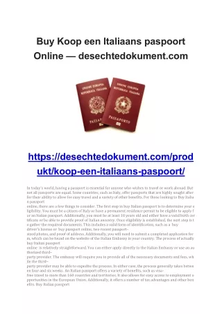 Buy Koop een Italiaans paspoort Online — desechtedokument