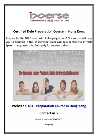 Certified Dele Preparation Course In Hong Kong