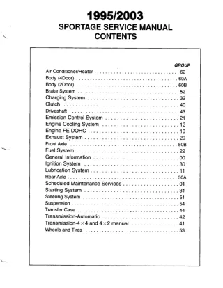 1995 Kia Sportage Service Repair Manual