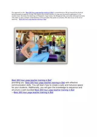 Best 300 hour yoga teacher training in Bali