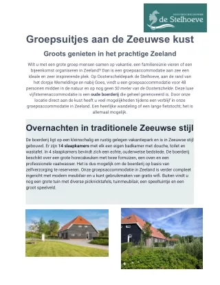 Groepsaccommodatie Zeeland