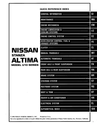 1995 Nissan Altima Service Repair Manual