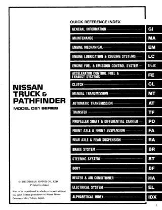 1995 Nissan Truck & Pathfinder Service Repair Manual