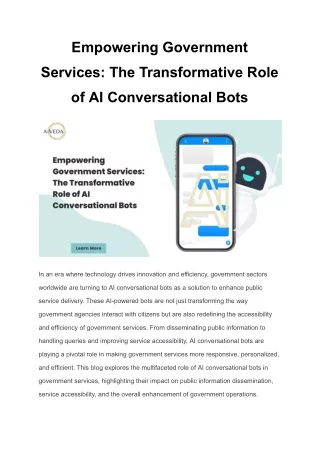 Empowering Government Services: The Transformative Role of AI Conversational Bot