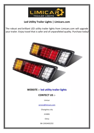 Led Utility Trailer Lights  Limicars.com