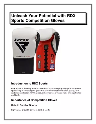 Unleash Your Potential with RDX Sports Competition Gloves