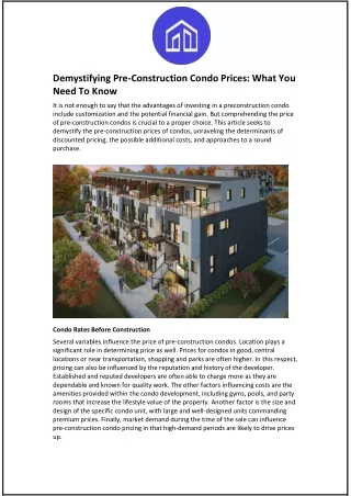 Demystifying Pre-Construction Condo Prices: What You Need To Know