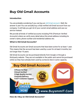 Buy Old Gmail Accounts