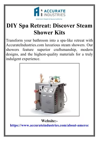 DIY Spa Retreat Discover Steam Shower Kits