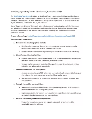 Heat Sealing Tape Industry Growth, Future Demand, Business Trends 2032