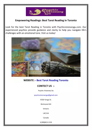 Empowering Readings Best Tarot Reading in Toronto