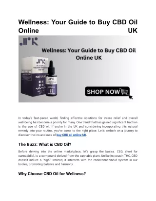 Wellness_ Your Guide to Buy CBD Oil Online UK