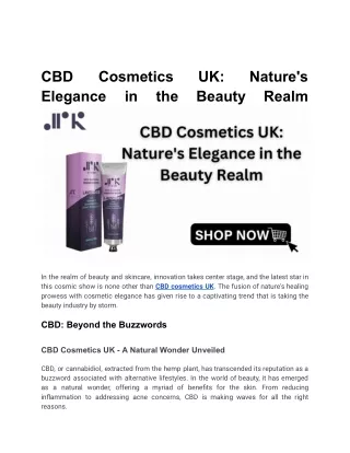 CBD Cosmetics UK_ Nature's Elegance in the Beauty Realm