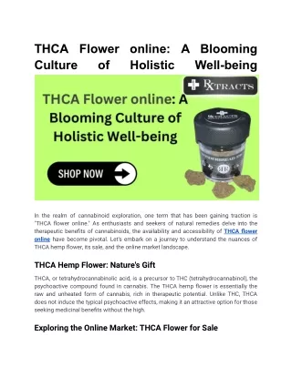 THCA Flower online_ A Blooming Culture of Holistic Well-being