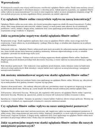 Czy oglądanie filmów online wpływa na naszą koncentrację?