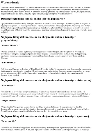 Najlepsze filmy dokumentalne do obejrzenia online