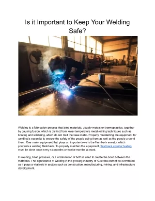 Is it Important to Keep Your Welding Safe