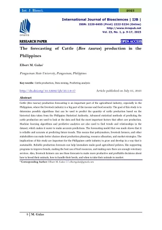 The forecasting of Cattle (Bos taurus) production in the Philippines