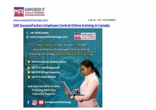 SAP SuccessFactors Employee Central Online training in Canada