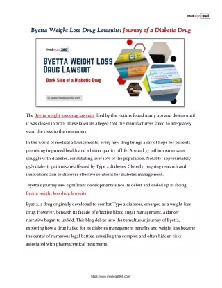 Byetta Weight Loss Drug Lawsuits: Journey of a Diabetic Drug