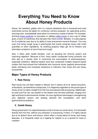 Everything You Need to Know About Honey Products