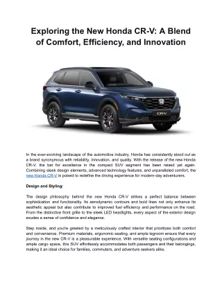 Exploring the New Honda CR-V_ A Blend of Comfort, Efficiency, and Innovation